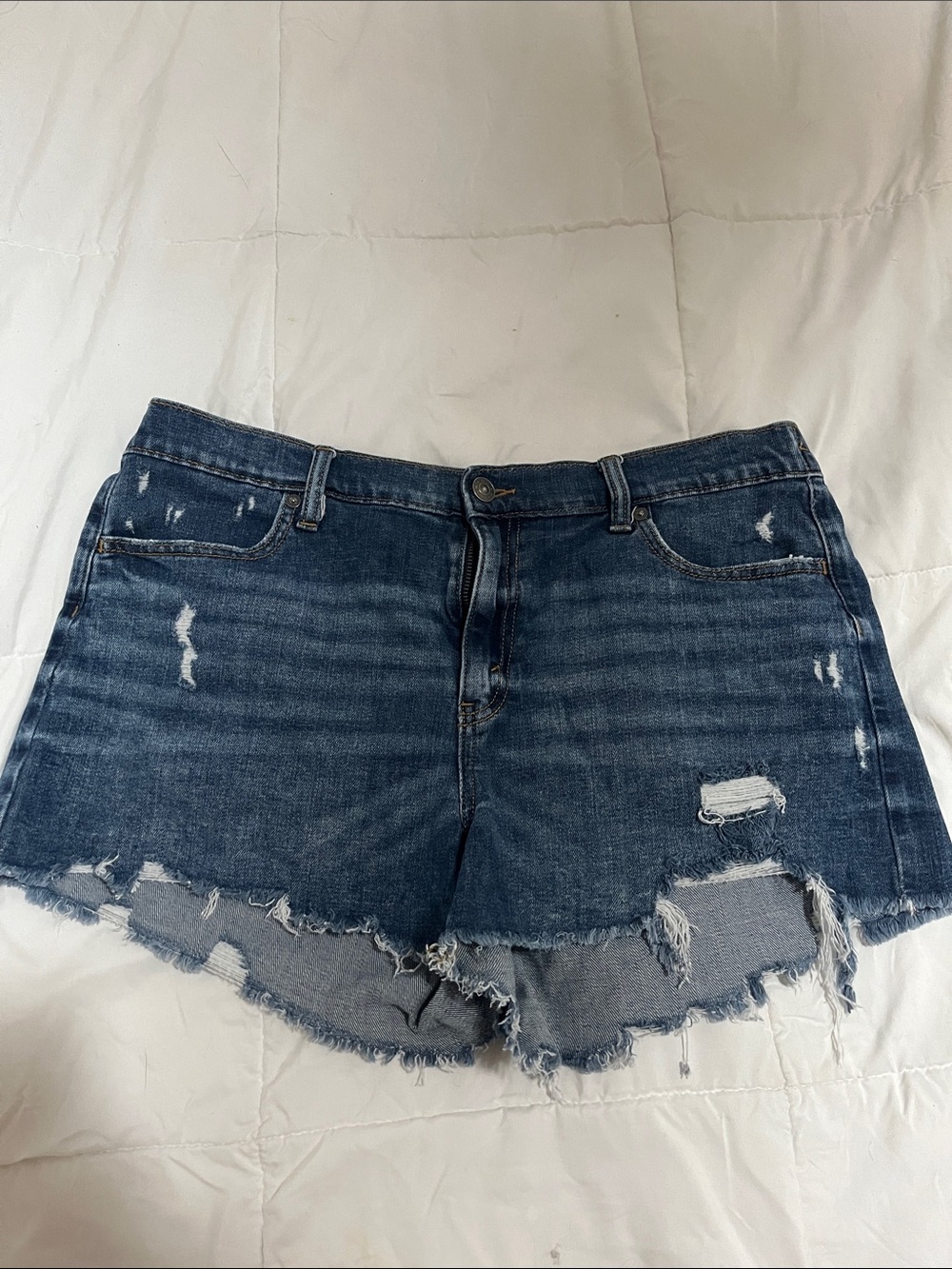 aerie Dark Blue Distressed Denim Shorts